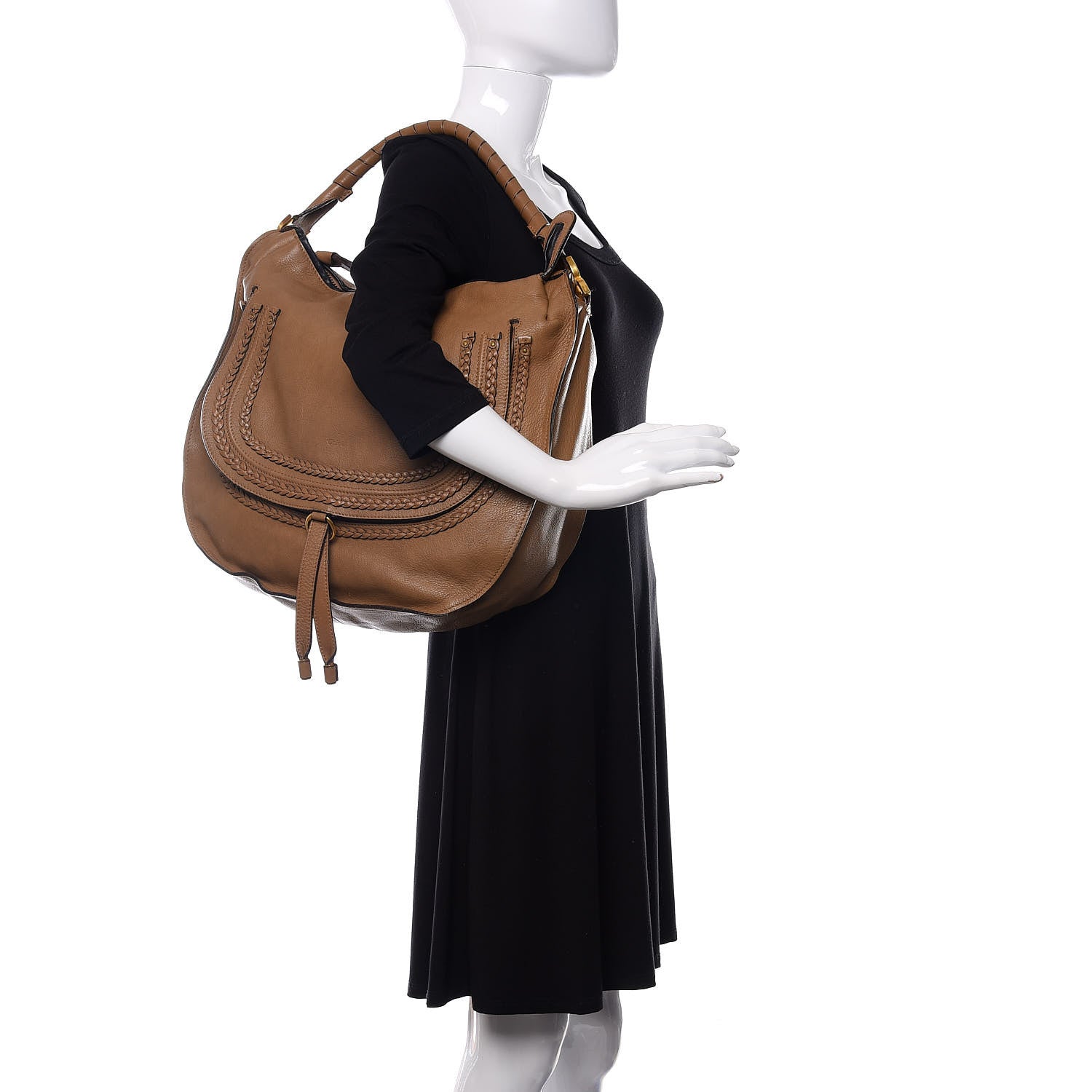 Chloe Calfskin Braided Large Marcie Hobo Nut 2 of 17