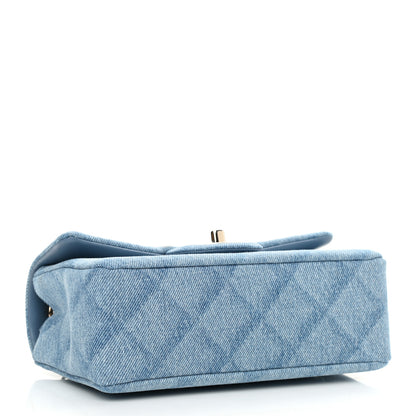 Chanel Denim Quilt Print Mini Rectangular Flap Light Blue 3 of 9