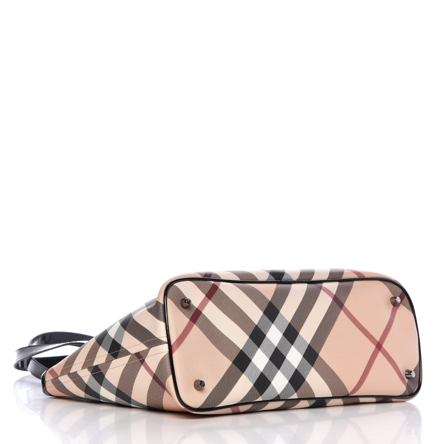 Patent Trim Nova Check Shopper Tote Black