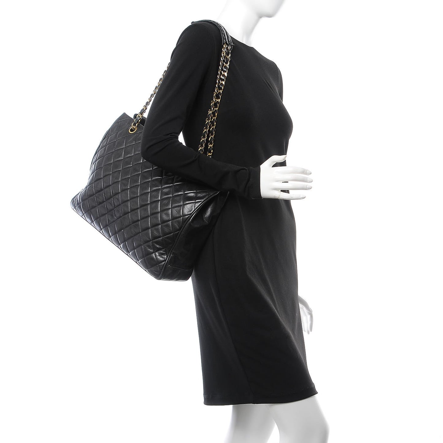 Lambskin Quilted Shoulder Bag Black