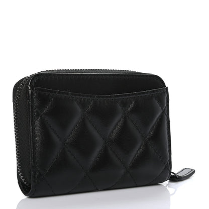 Chanel Lambskin Quilted Zip Coin Purse So Black 3 of 7