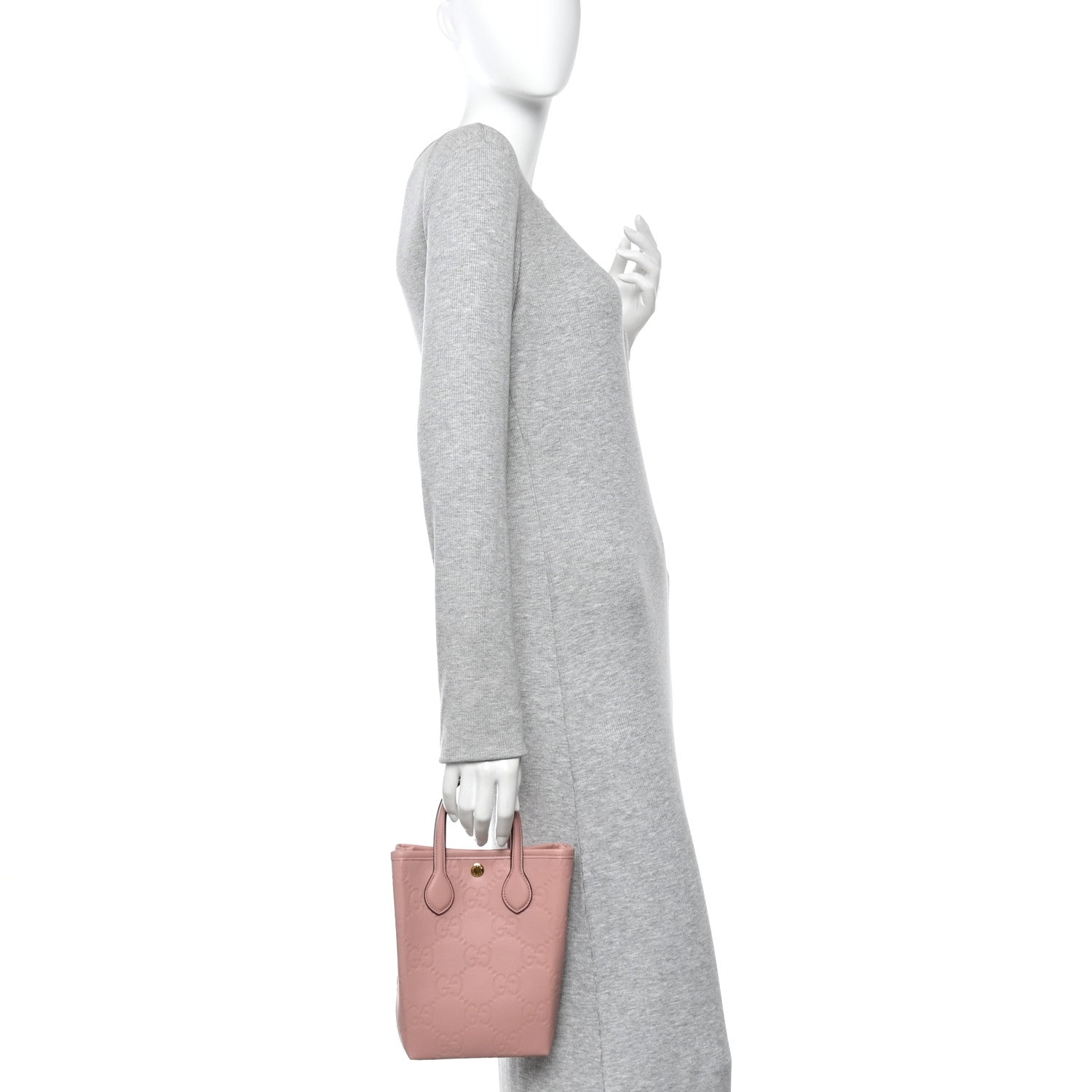Gucci Gilbert Calfskin Jumbo GG Embossed Mini Tote Bag  Dusty Carmine 2 of 11