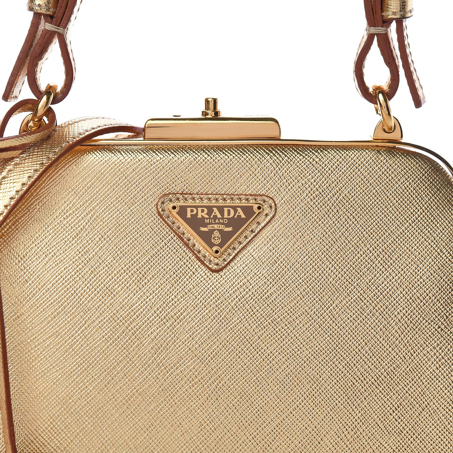 Prada Metallic Saffiano Top Handle Frame Bag Platino 12 of 18