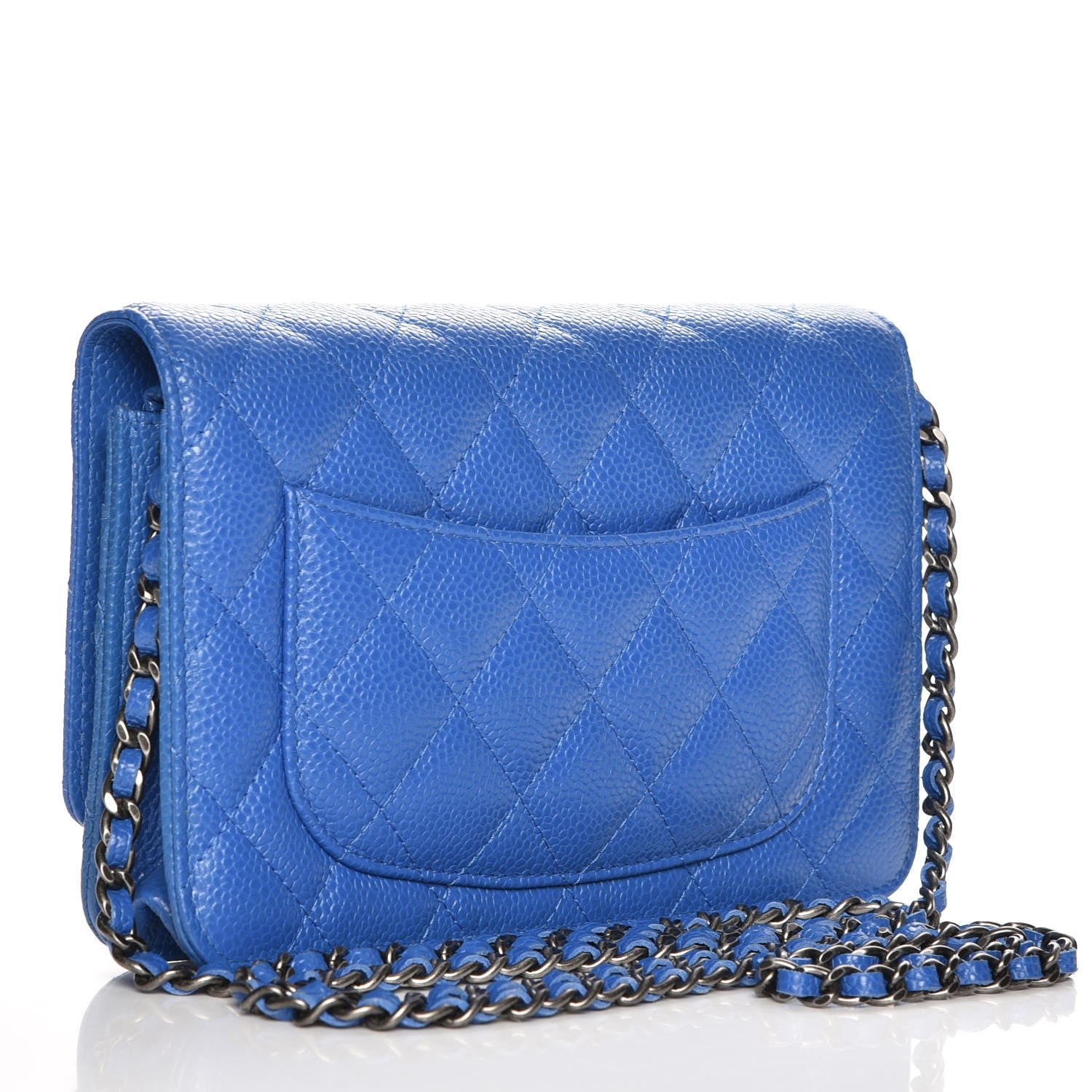 Chanel Caviar Quilted Wallet On Chain WOC Blue 3 of 9