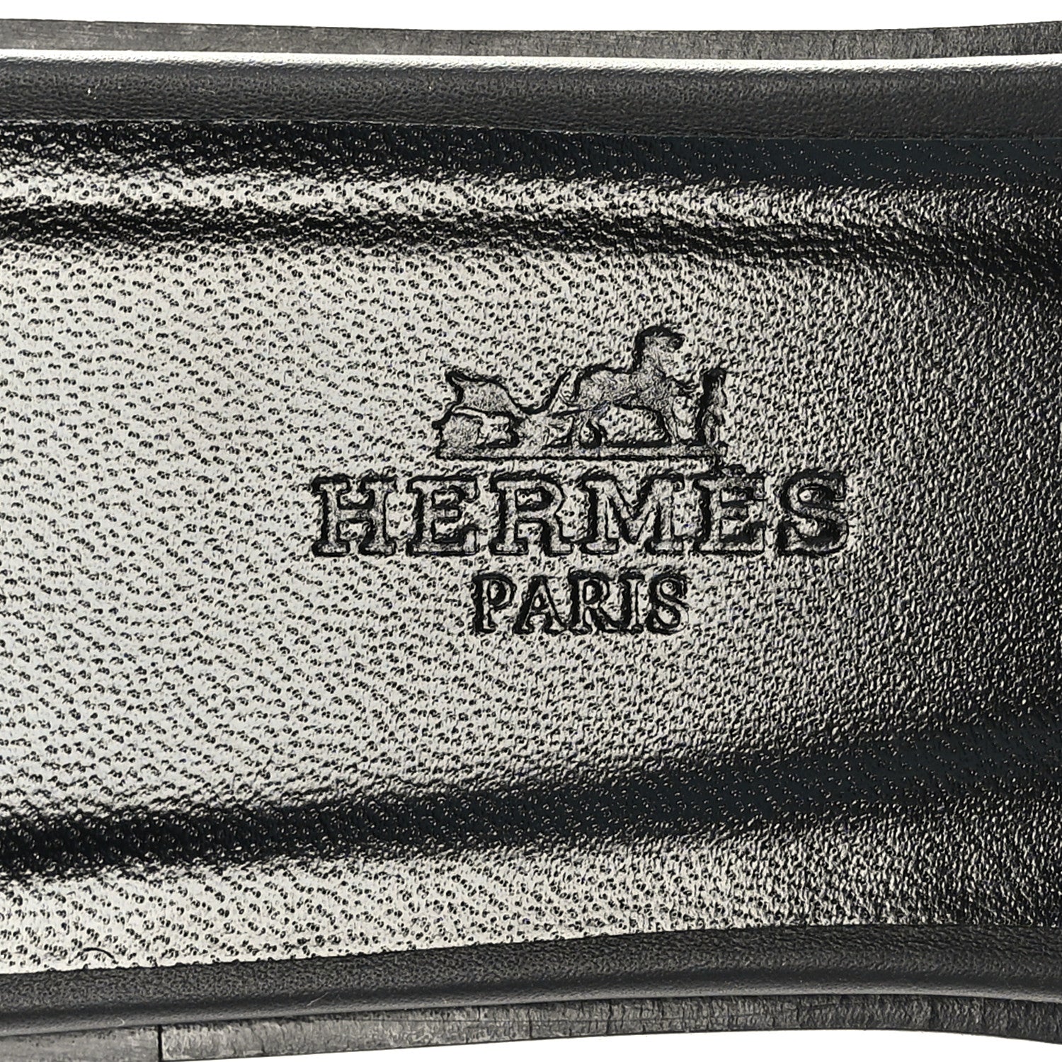 Hermes Calfskin Embroidered Oran Sandals 37.5 Black Gris Argente 7 of 9