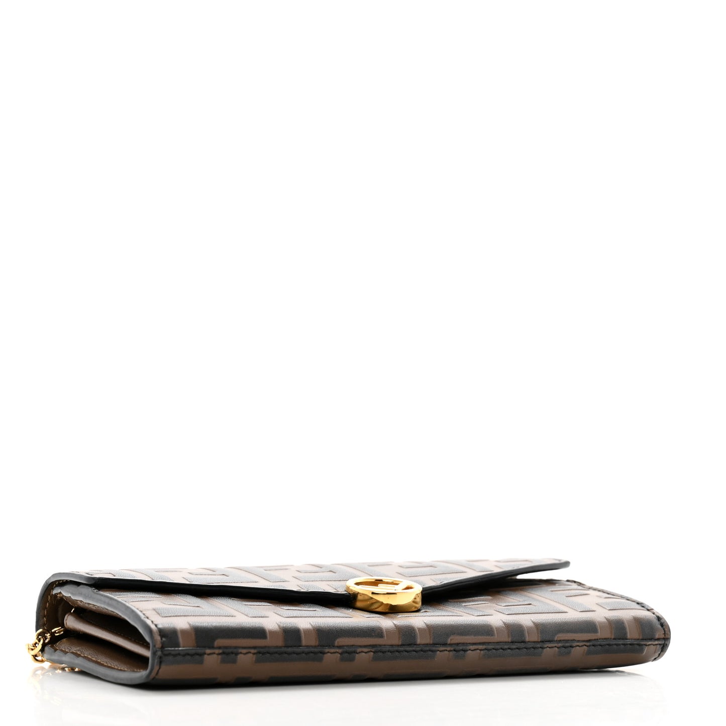 Vitello Soft F is Fendi Bi-Color FF 1974 Embossed Continental Envelope Wallet On Chain Maya Black