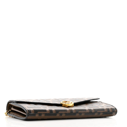 Fendi Vitello Soft F is Fendi Bi-Color FF 1974 Embossed Continental Envelope Wallet On Chain Maya Black 4 of 13