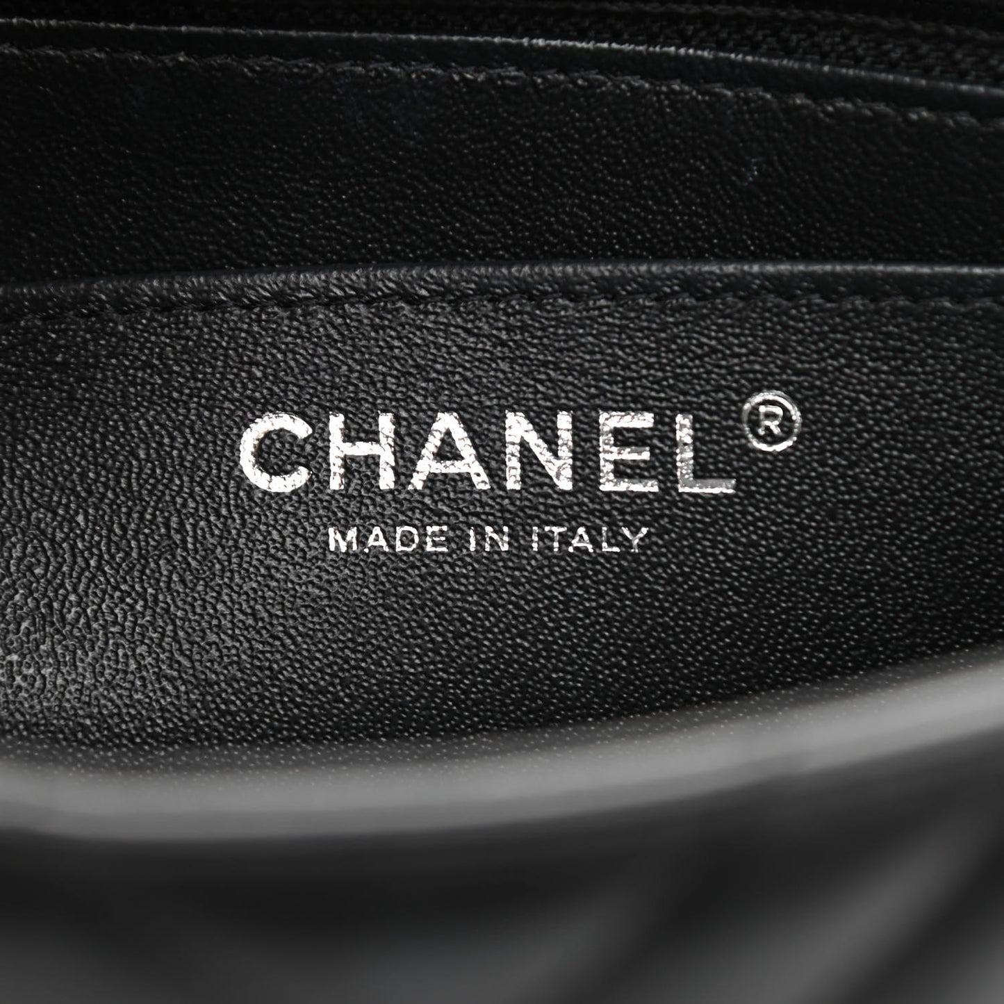 Lambskin Chevron Quilted Mini Square Flap Black