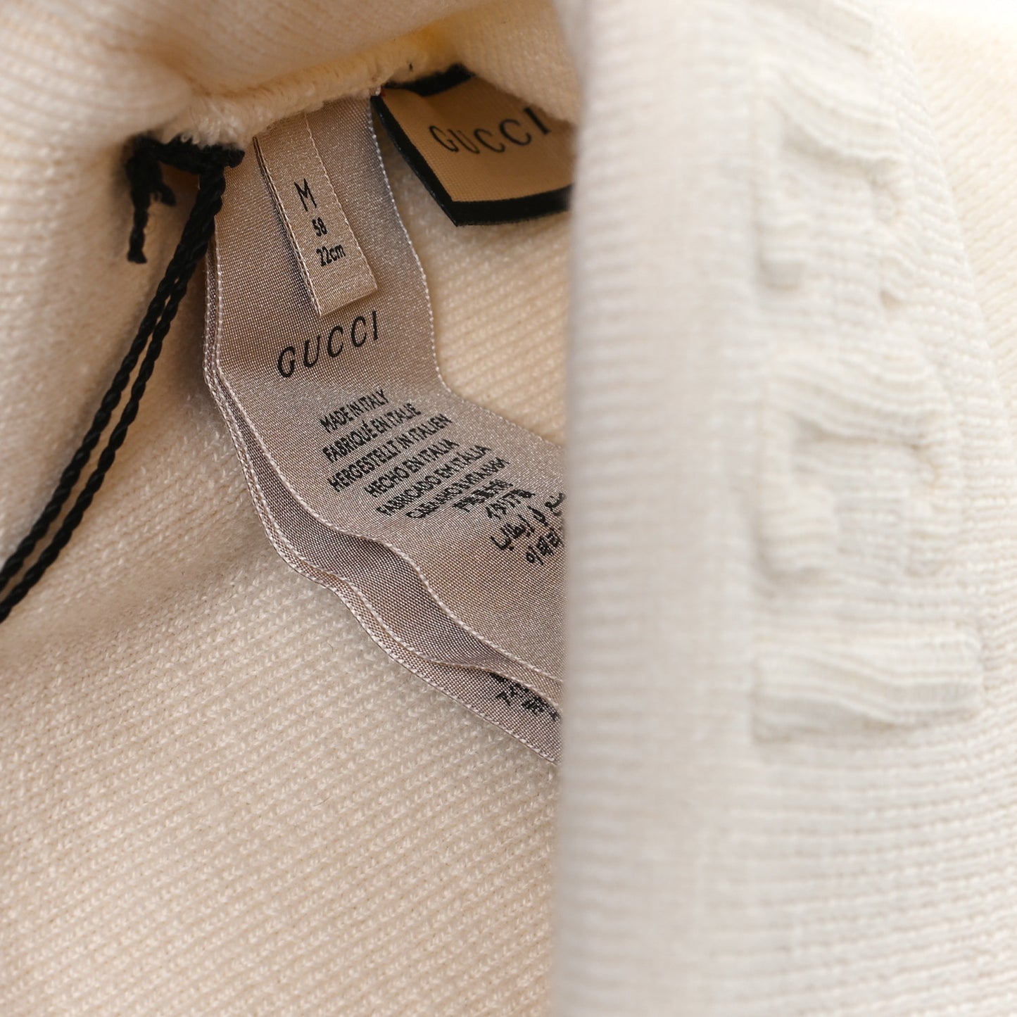 Wool Knit Logo Embroidered Beanie Hat Ivory