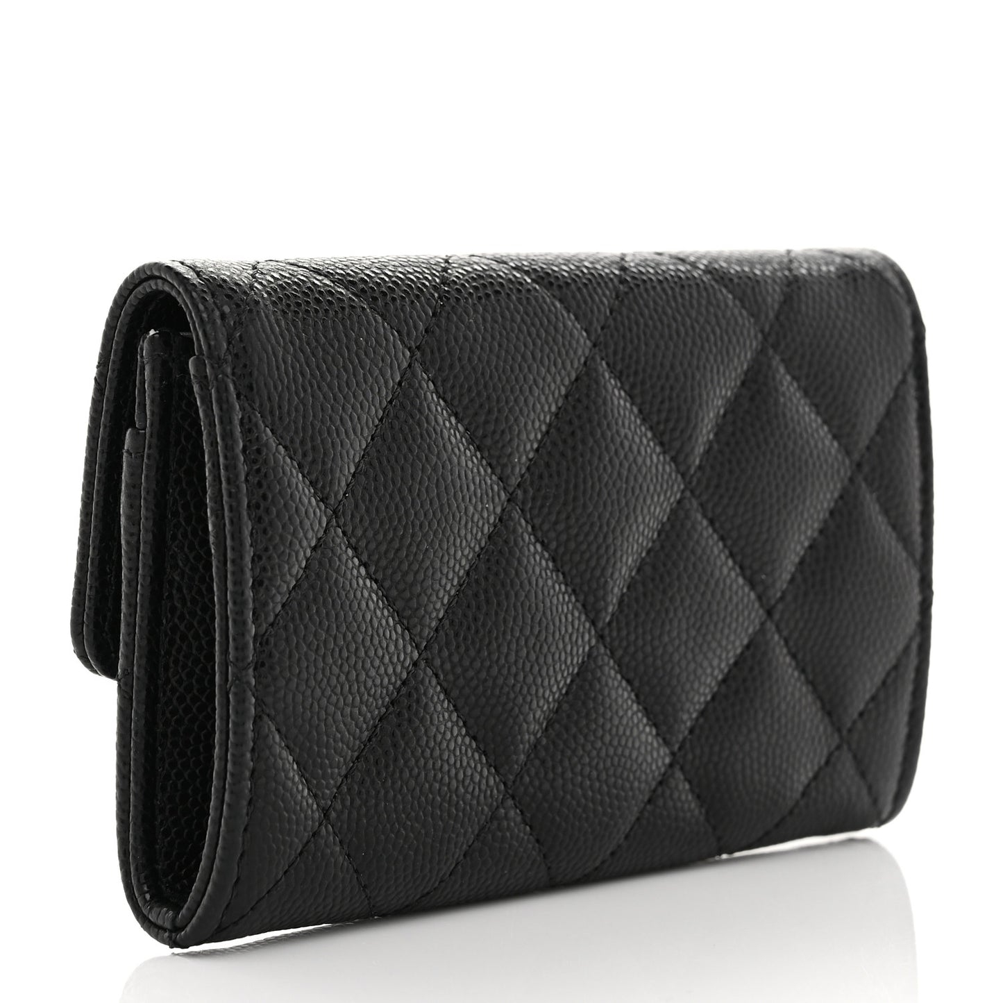 Caviar Quilted CC Flap Card Holder Black