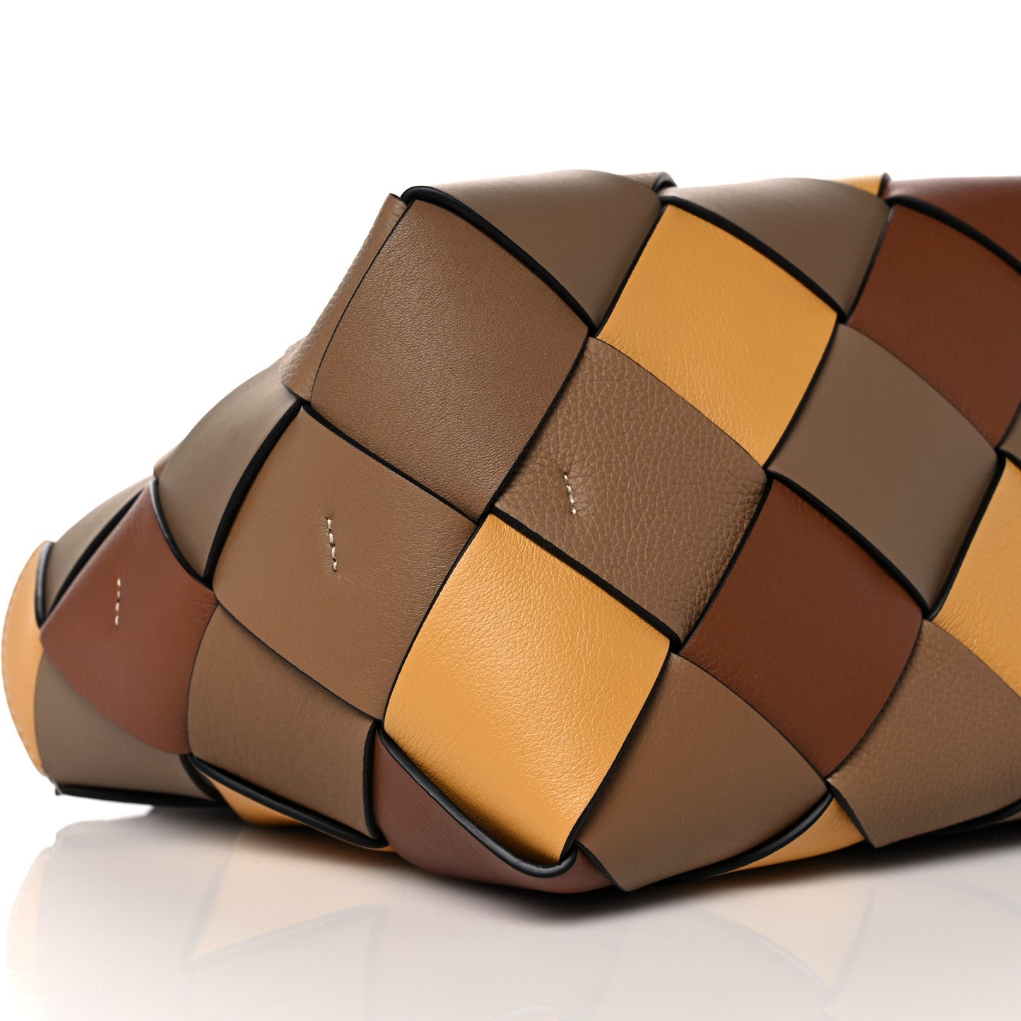 Calfskin Small Woven Basket Surplus Bag Hazelnut Camel
