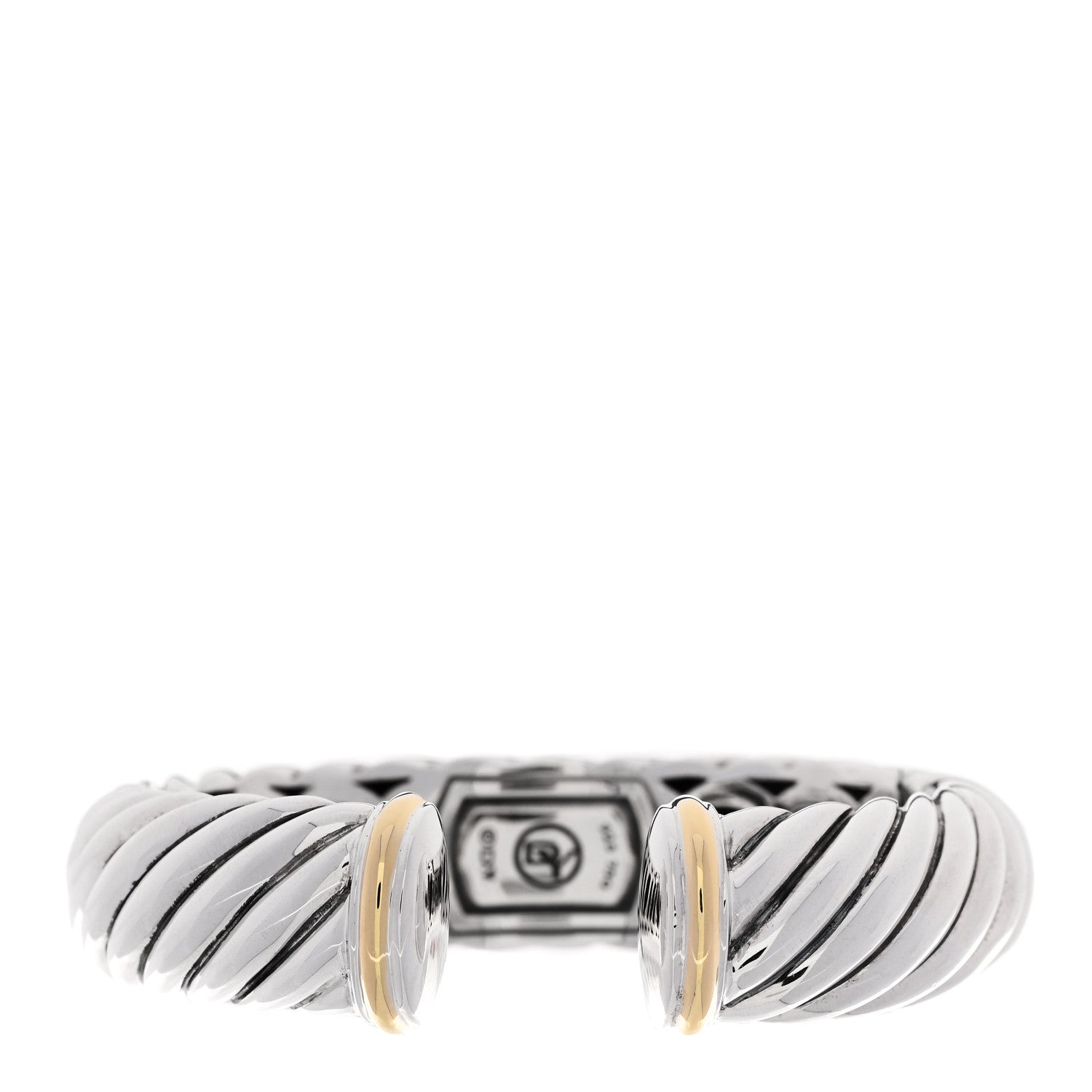 David Yurman Sterling Silver 18K Yellow Gold 15mm Waverly Bracelet 2 of 3