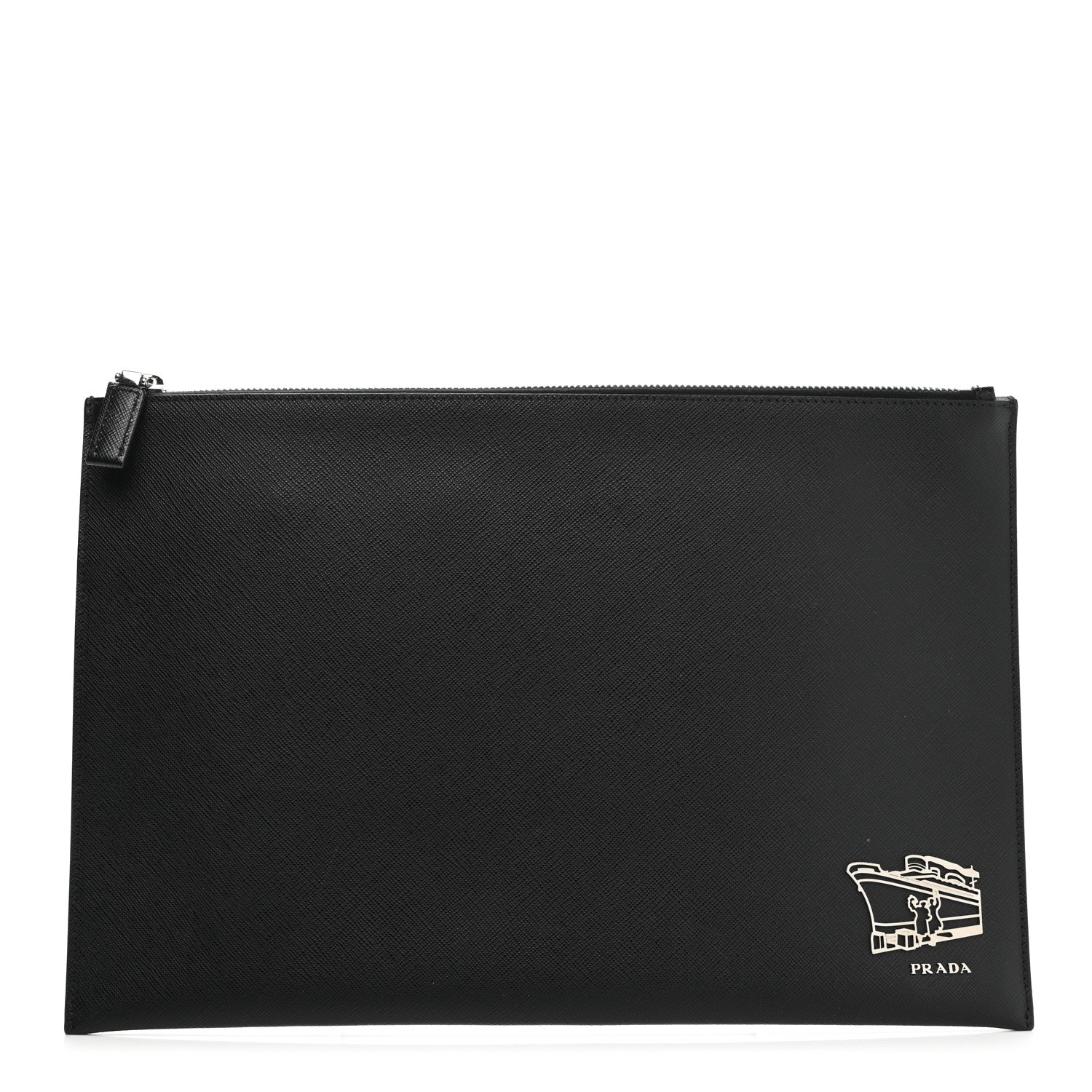 Prada Saffiano Voyage Flat Pouch Black 1 of 8