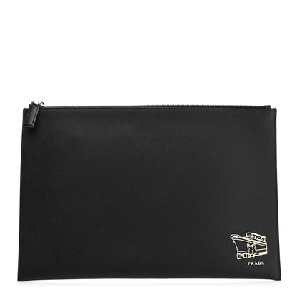 Prada Saffiano Voyage Flat Pouch Black 1 of 8