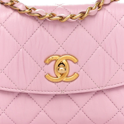 Chanel Crumpled Lambskin Quilted Mini CC Links Top Handle Flap Light Pink 7 of 9