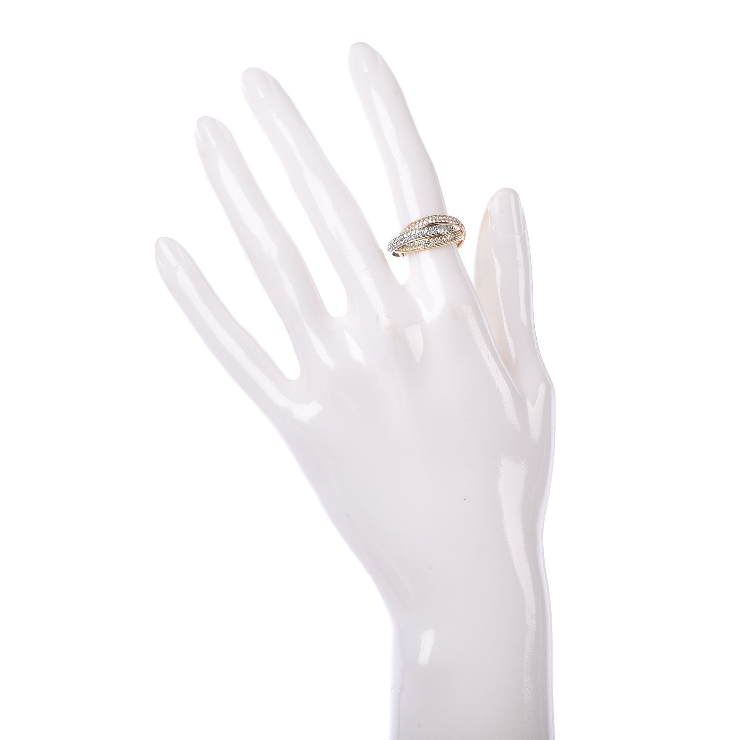 Cartier 18K White Yellow Pink Gold Diamond Small Trinity Full Paved Ring 50 5.25 2 of 6