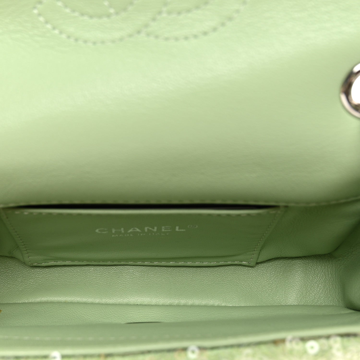 Chanel Sequin Mini Waterfall Flap Green Light Green Yellow 4 of 9