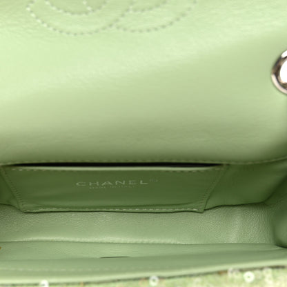 Chanel Sequin Mini Waterfall Flap Green Light Green Yellow 4 of 9