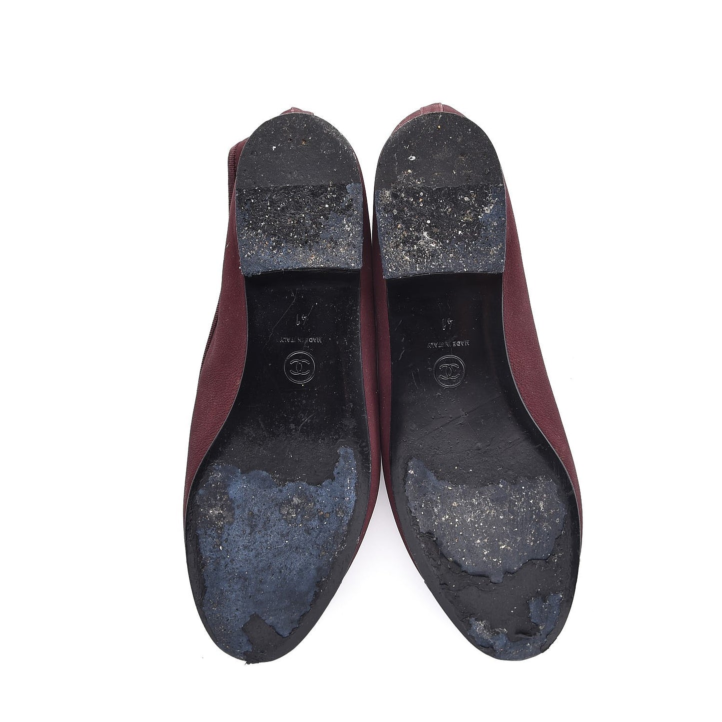 Nubuck Cap Toe CC Ballerina Flats 41 Burgundy Black