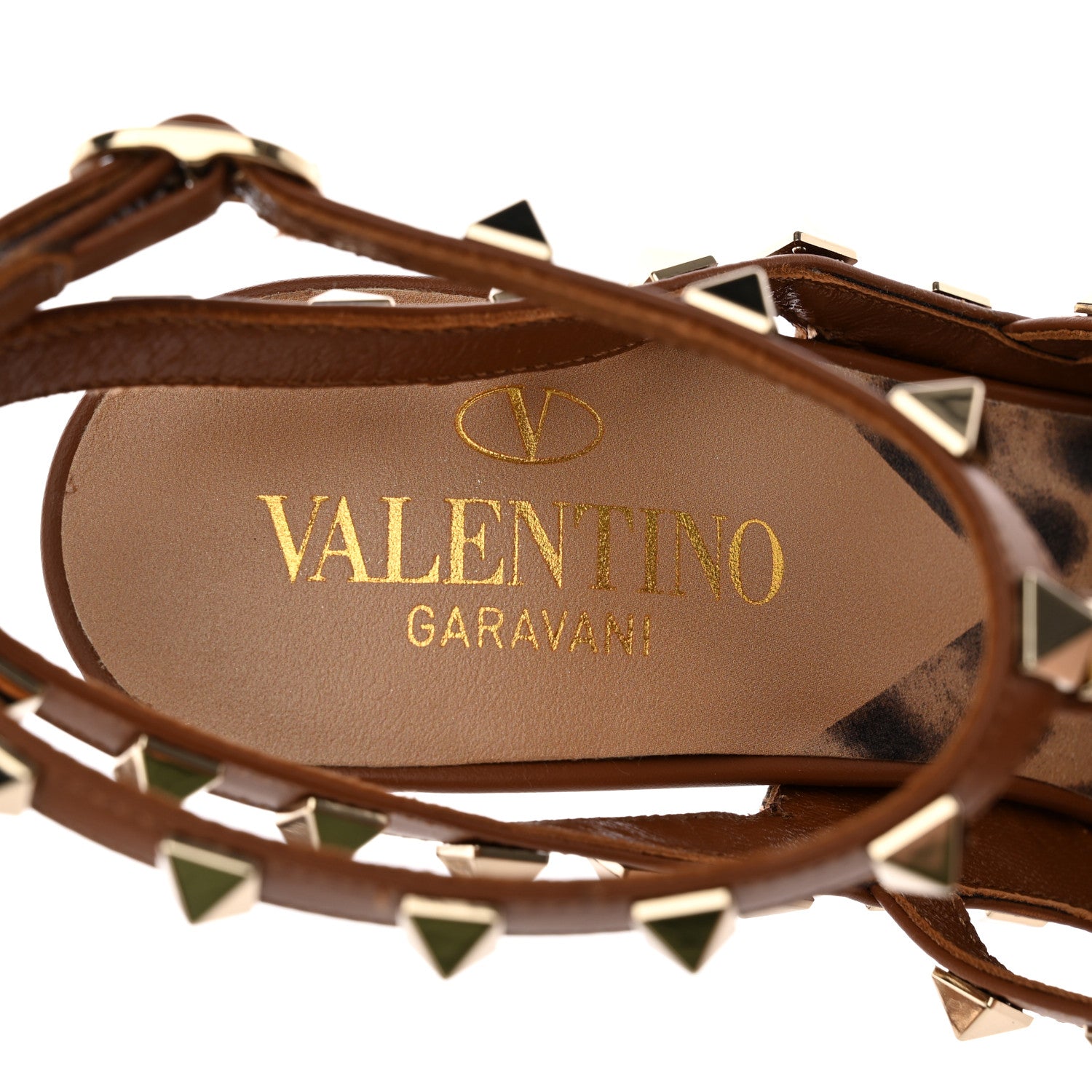 Valentino Garavani Canvas Leopard Print Rockstud Ankle Strap 100mm Pumps 36.5 Brown 7 of 13
