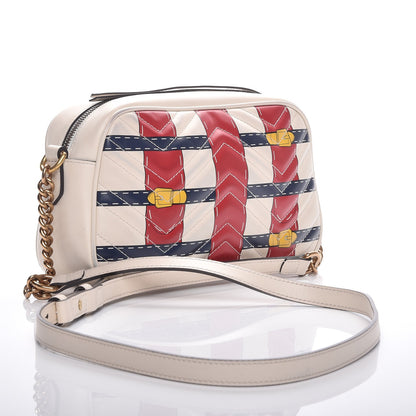 Gucci Calfskin Matelasse Trompe L'Oeil Print Small GG Marmont Chain Shoulder Bag White 3 of 9