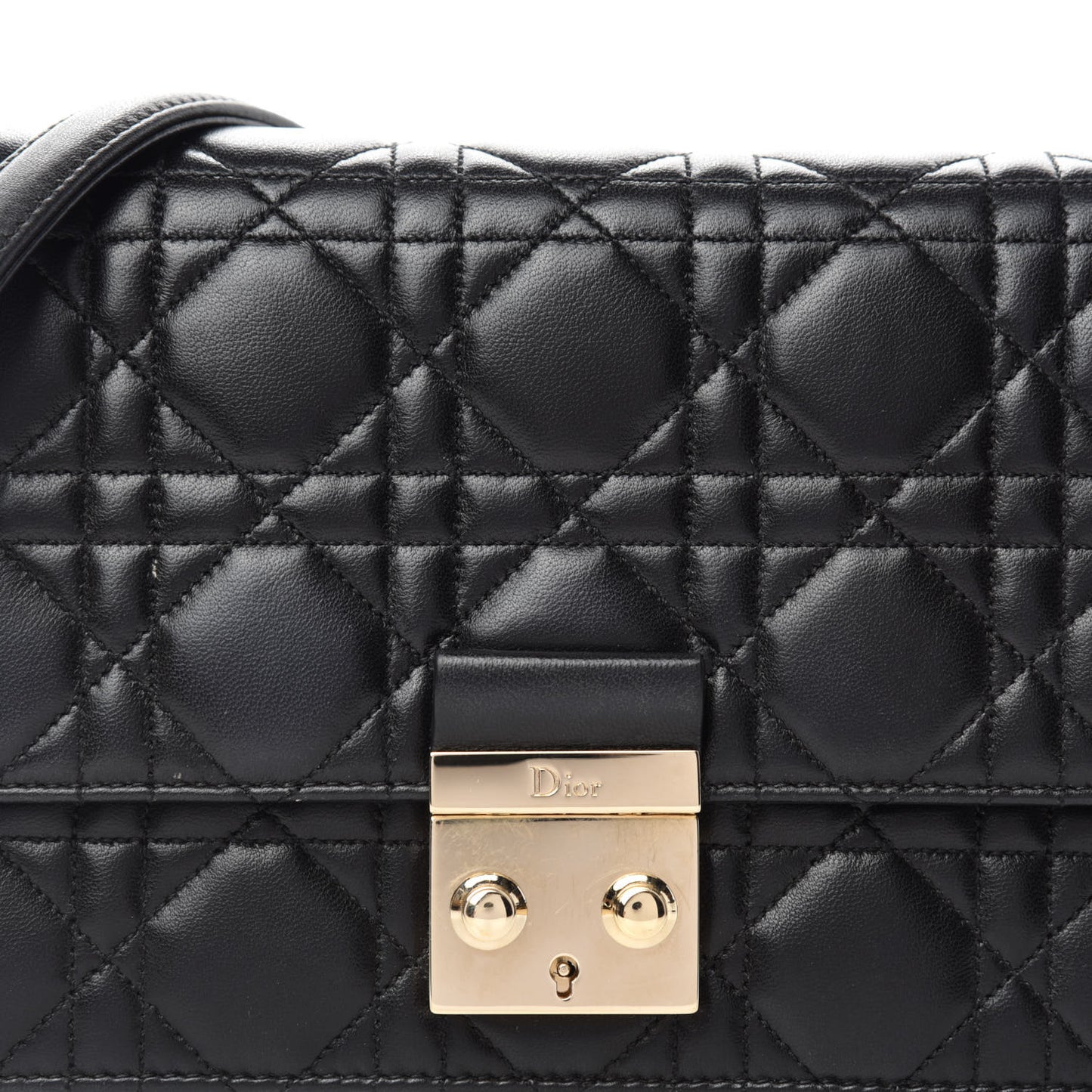 Lambskin Cannage Miss Dior Promenade Pouch Black