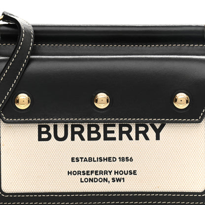 Burberry Smooth Calfskin Canvas Horseferry Print Mini Title Bag with Pocket Black 15 of 18