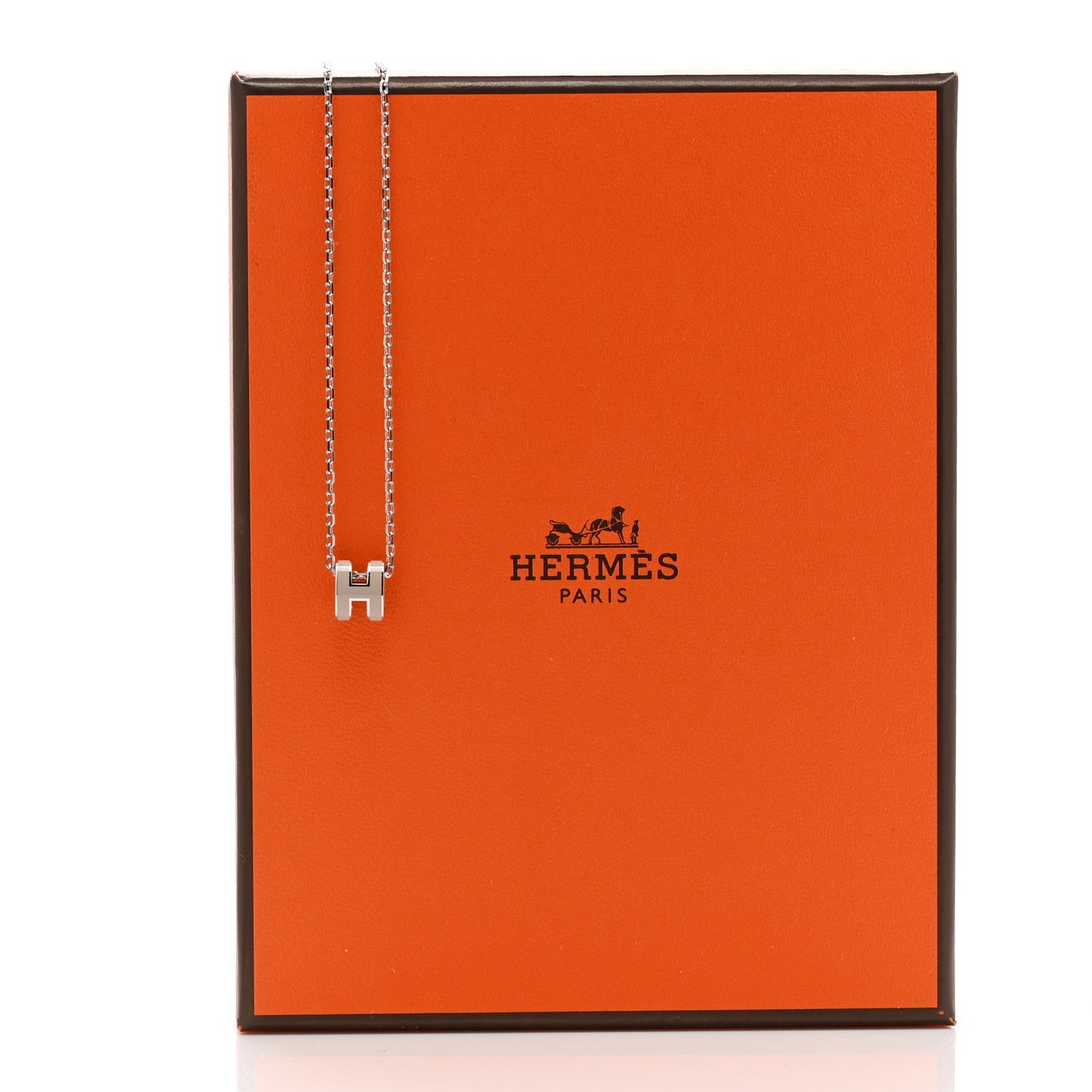 Palladium Mini Pop H Pendant Necklace Marron Glace