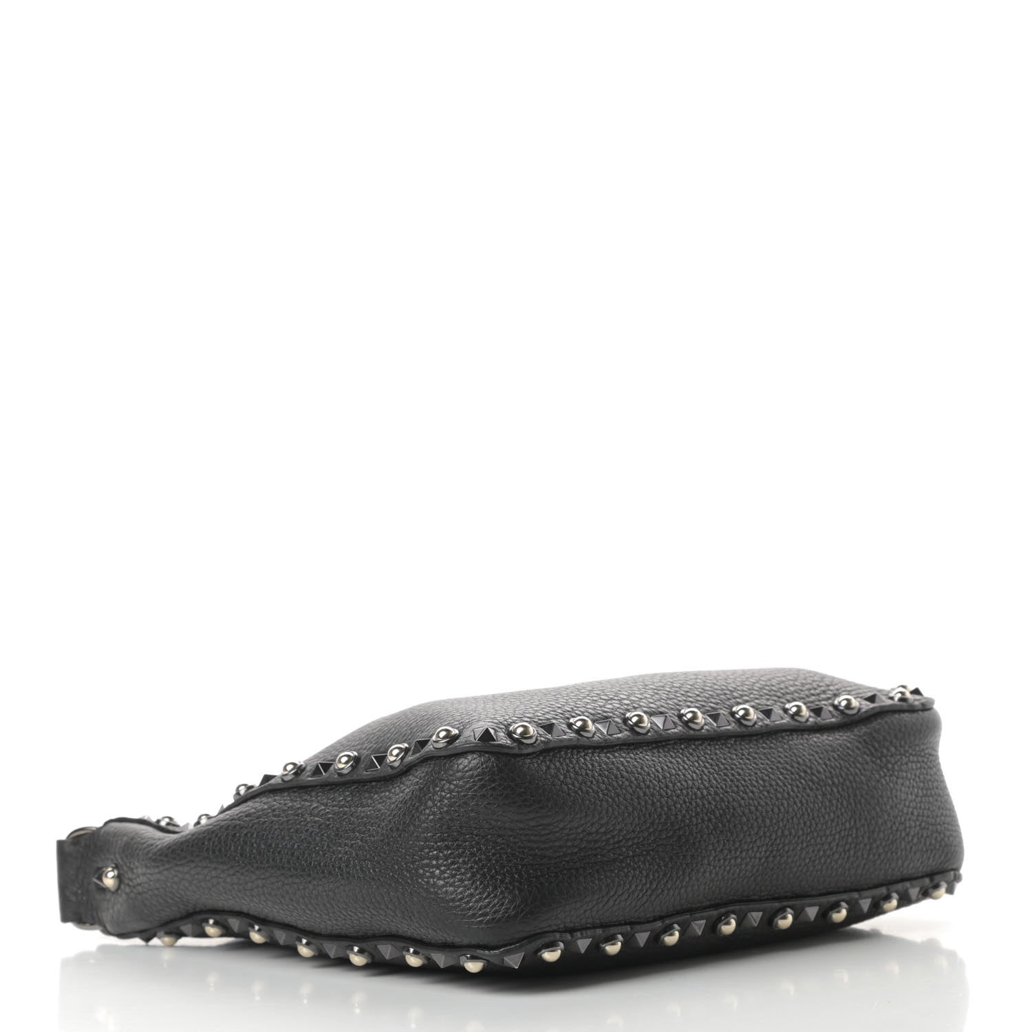 Valentino Garavani Pebbled Calfskin Small Rockstud Rolling Flip-Lock Messenger Bag Black 4 of 10