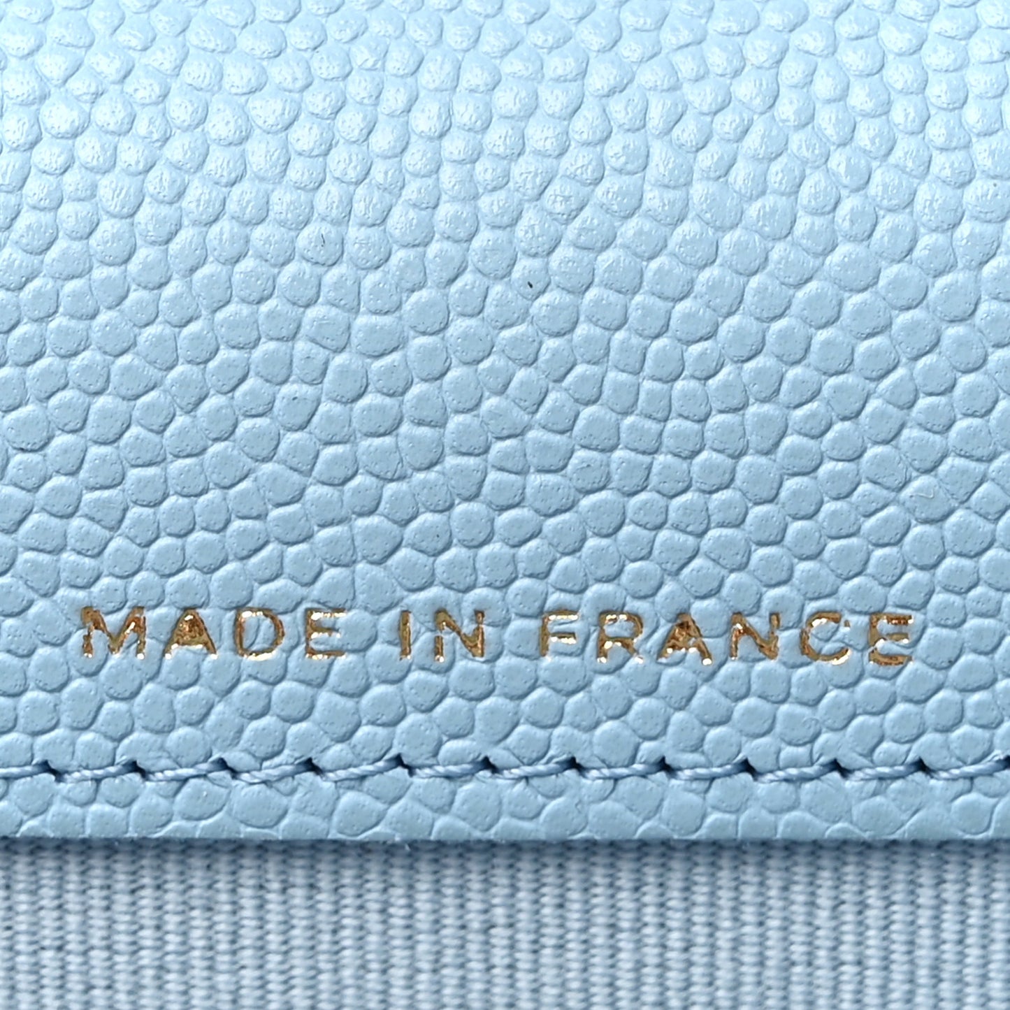 Caviar Quilted Flap Card Holder Wallet Light Blue