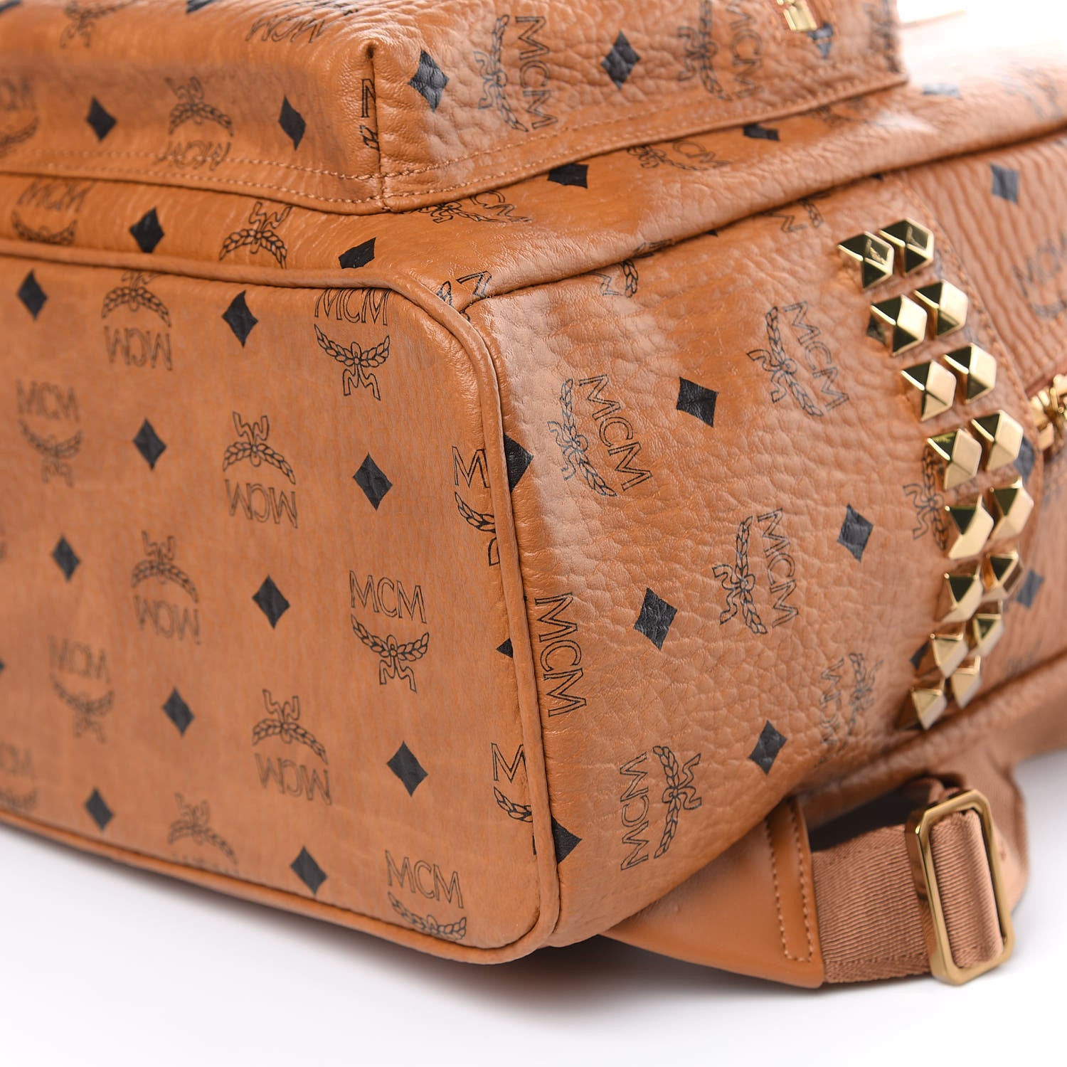 MCM Visetos Small Side Stud Stark Backpack Cognac 7 of 11