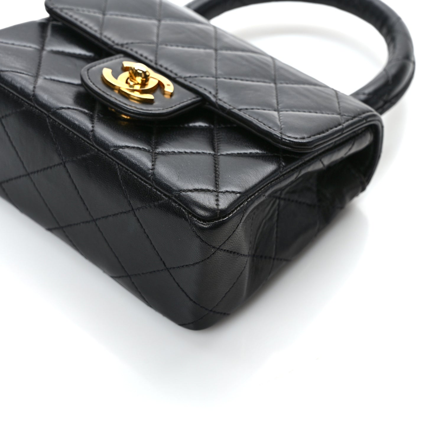 Lambskin Quilted Mini Kelly Flap Bag Black