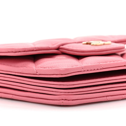 Chanel Lambskin Quilted Flap Card Holder On Chain Pink 14 of 15