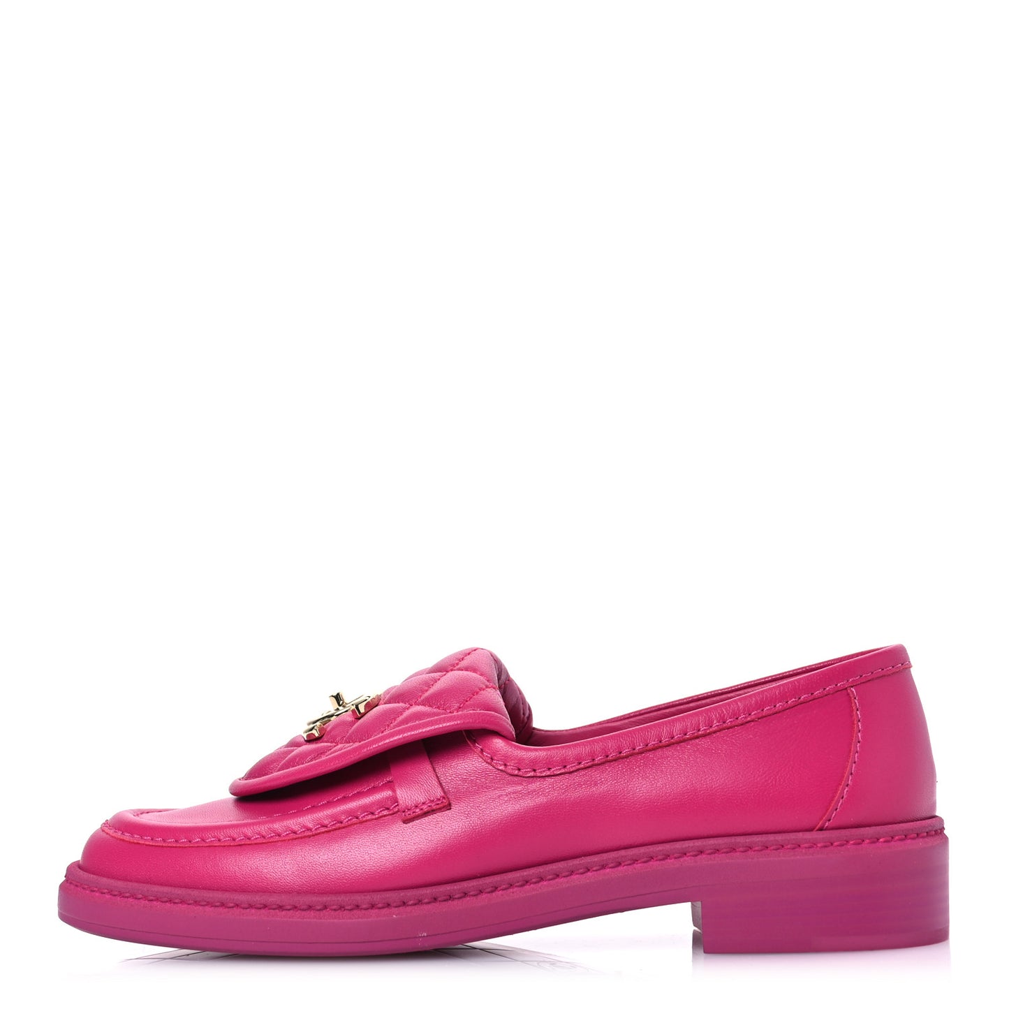 Lambskin Quilted CC Turnlock Loafers 37 Fuchsia