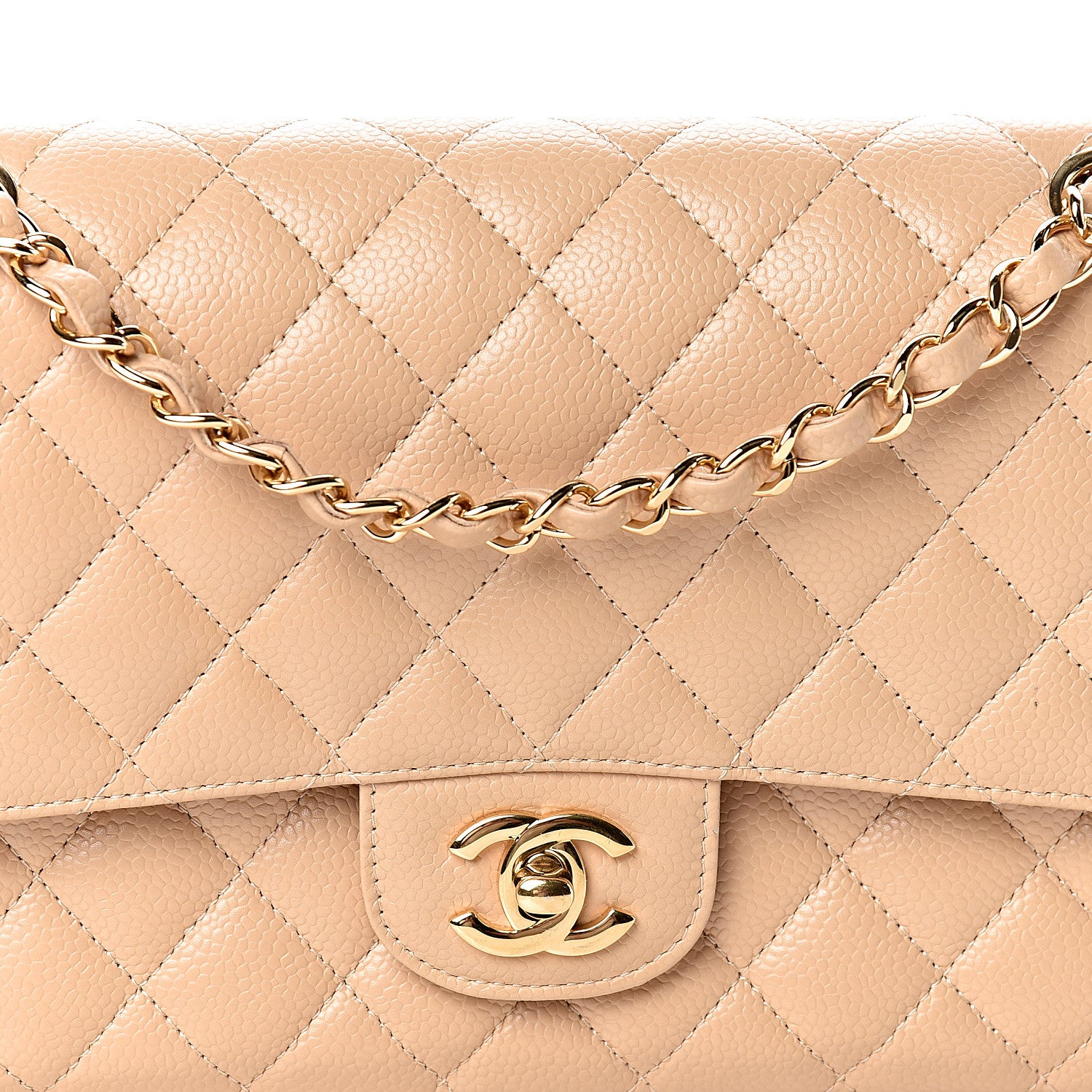Chanel Caviar Quilted Medium Double Flap Beige 10 of 10