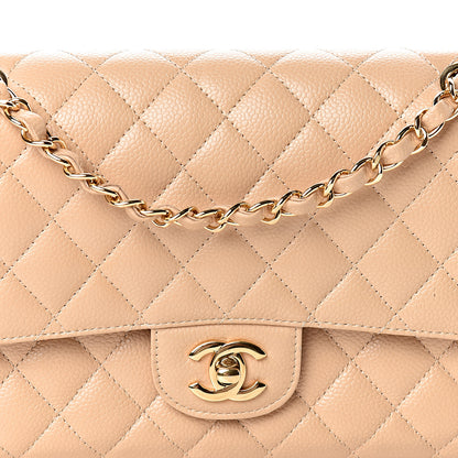 Chanel Caviar Quilted Medium Double Flap Beige 10 of 10