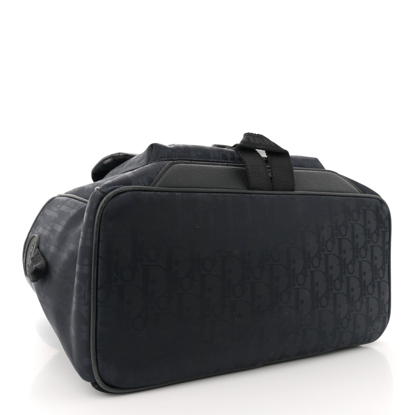 Grained Calfskin Nylon Oblique Explorer Backpack Black