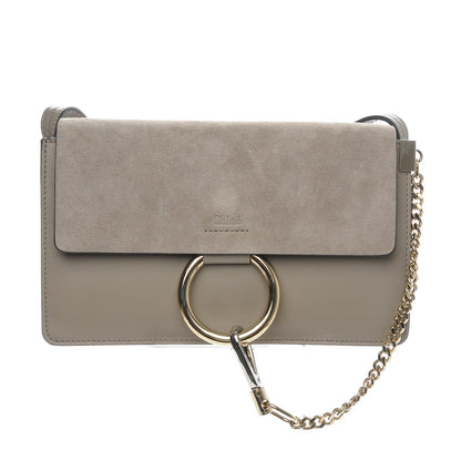 Chloe Suede Calfskin Small Faye Shoulder Bag Motty Grey 1 of 6