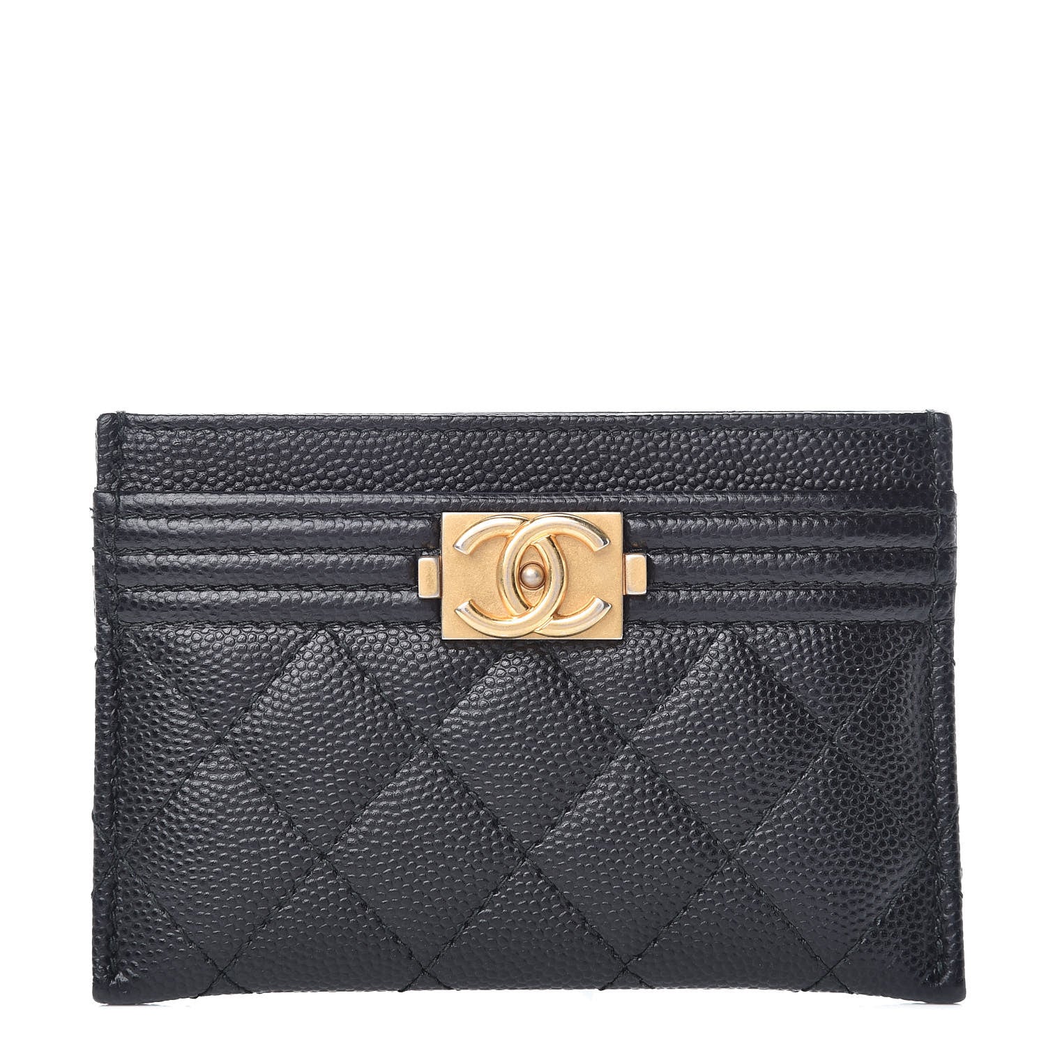 Chanel Caviar Quilted Boy Card Holder Black 1 of 9