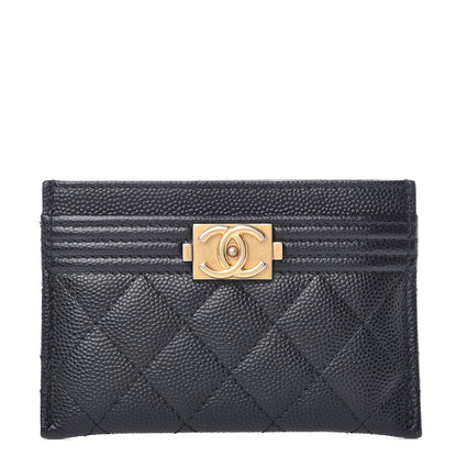Chanel Caviar Quilted Boy Card Holder Black 1 of 9