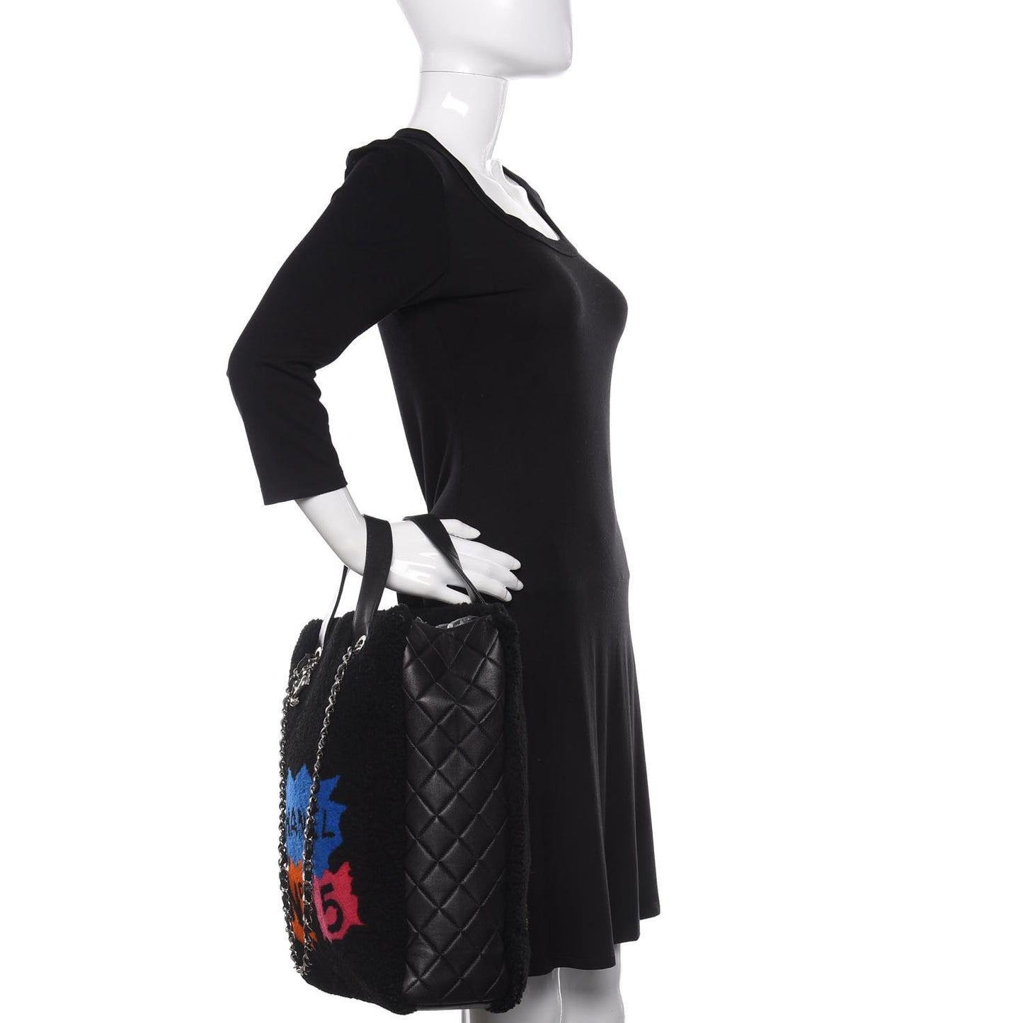 Shearling Lambskin 100% Tote Black