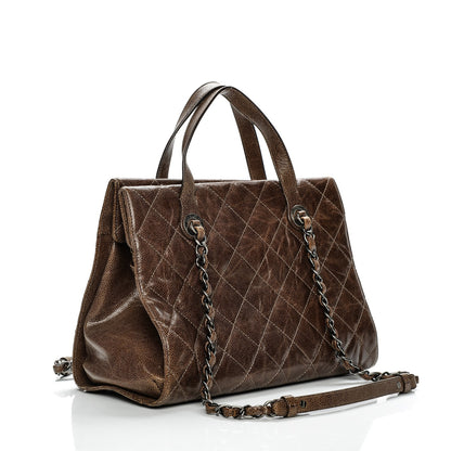 Chanel Crumpled Grained Calfskin CC Crave Tote Brown 2 of 16