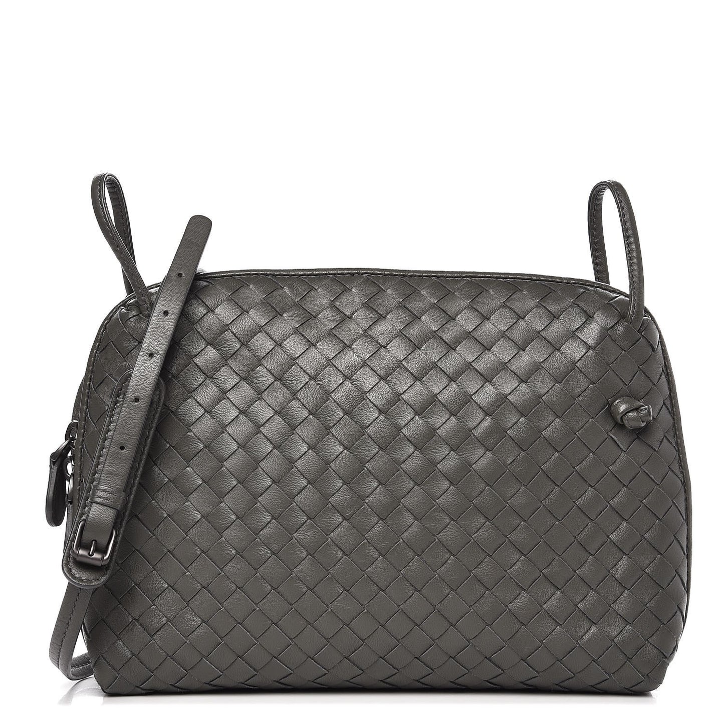 Nappa Intrecciato Pillow Crossbody Messenger Light Grey