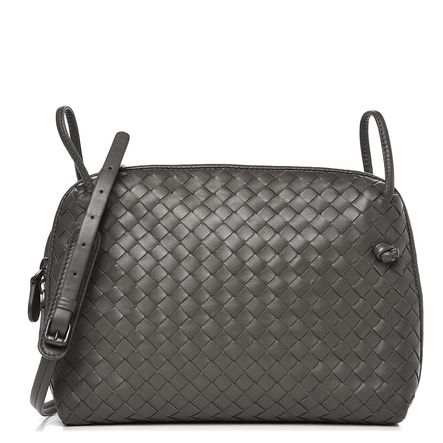 Bottega Veneta Nappa Intrecciato Pillow Crossbody Messenger Light Grey 1 of 9