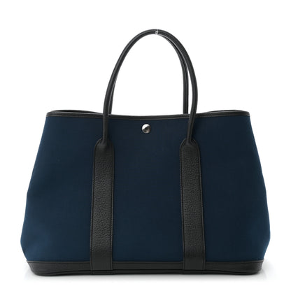 Hermes Toile Vache Country Garden Party Tote 36 MM Bleu De Malte Black 1 of 9