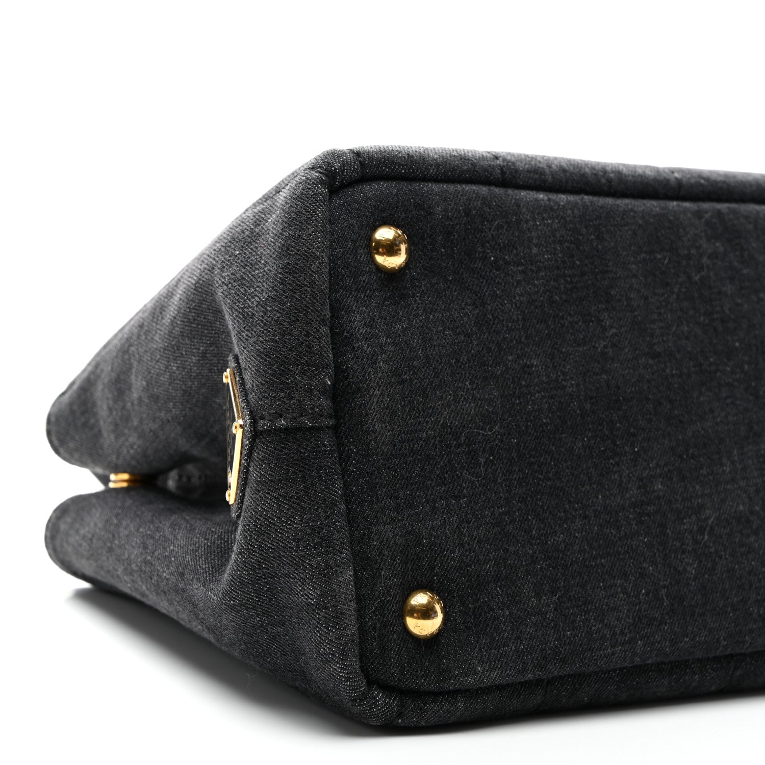Prada Denim Canapa Small Logo Tote Black 8 of 9
