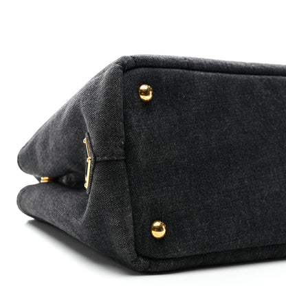 Prada Denim Canapa Small Logo Tote Black 8 of 9