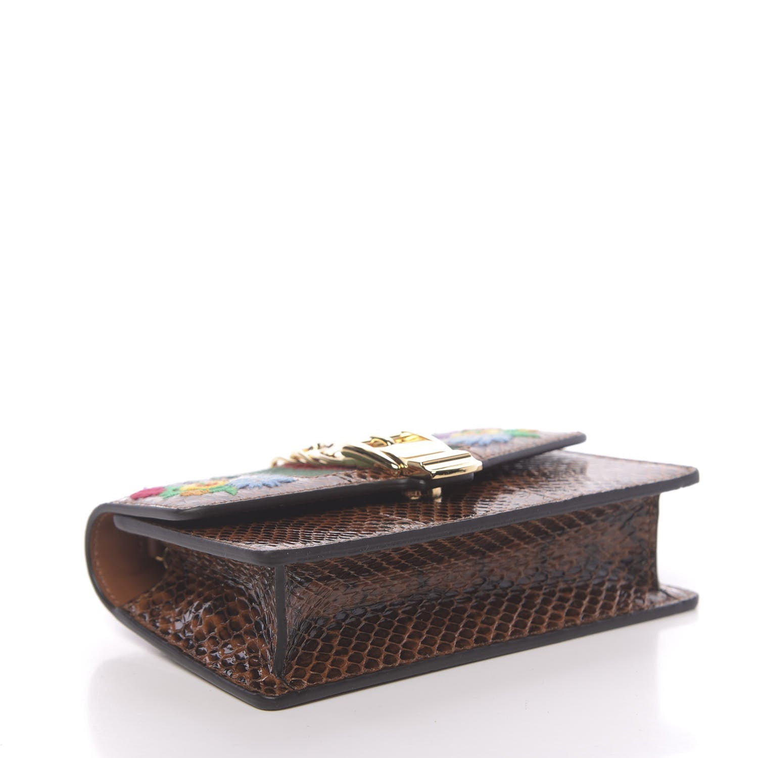 Gucci Elaphe Web Floral Embroidered Super Mini Sylvie Chain Shoulder Bag Cuir Multicolor 4 of 11