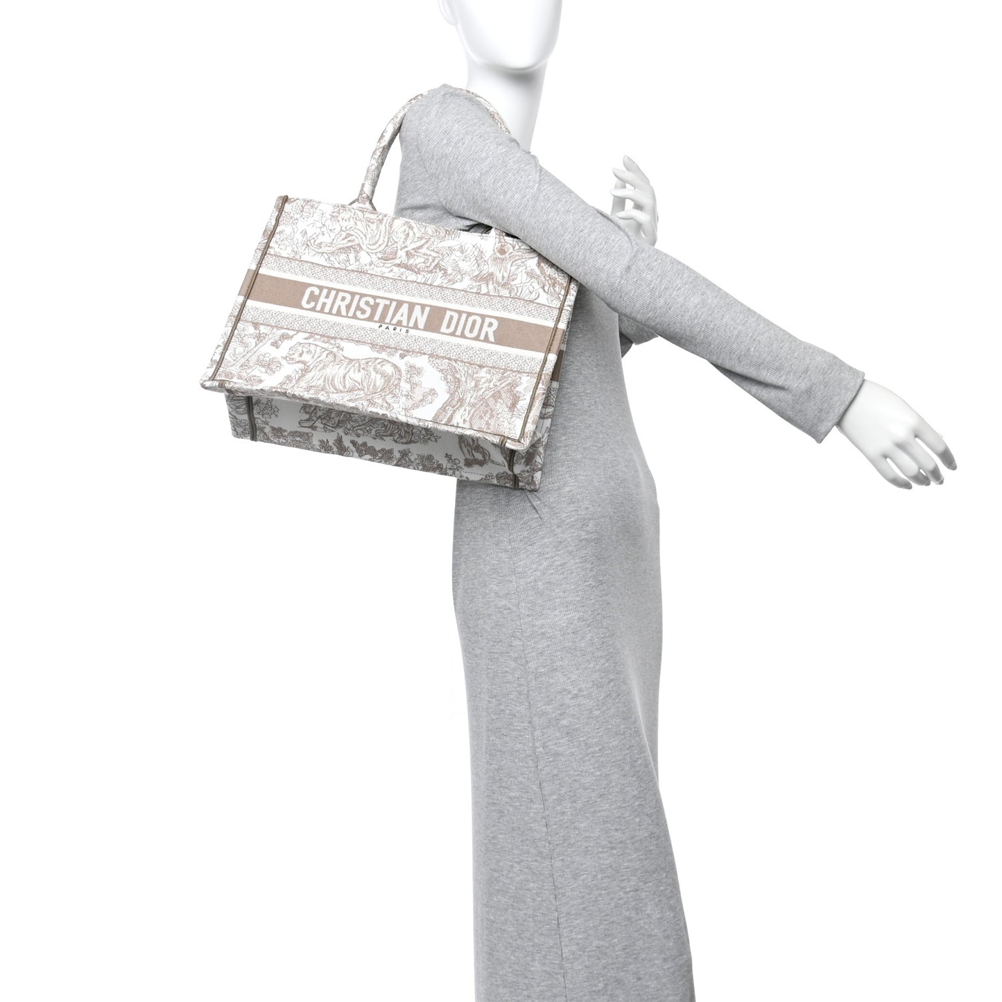 Canvas Embroidered Medium Dioriviera Toile De Jouy Book Tote Beige