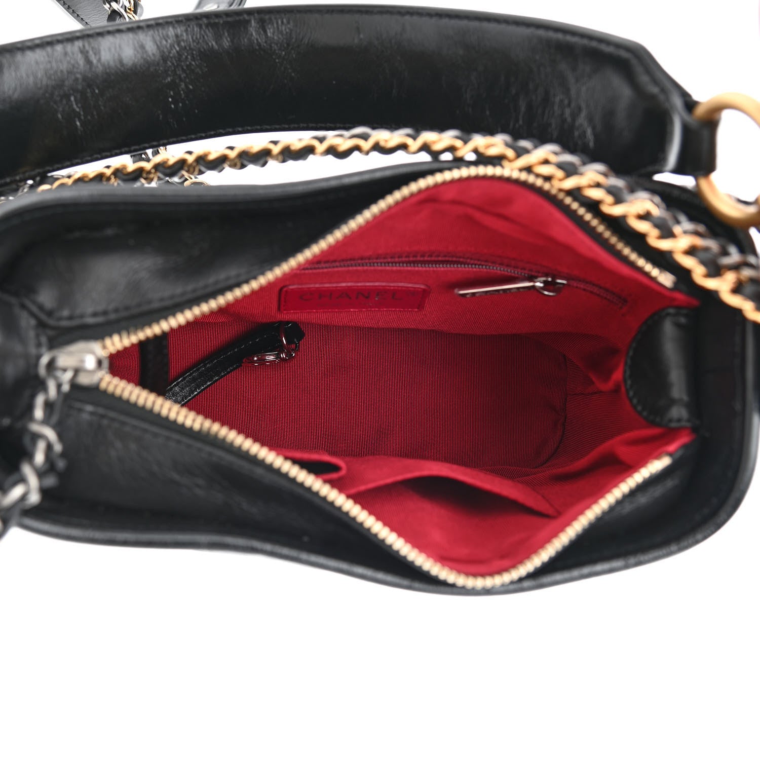 Chanel Aged Calfskin Quilted Small Gabrielle Logo Hobo Black 4 of 9